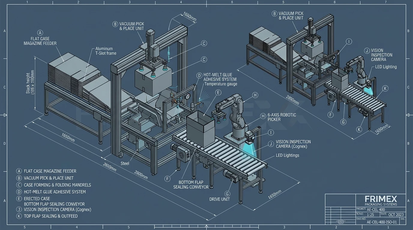 Robotic Case Erecting & Automation Packaging Kinematics Blueprint