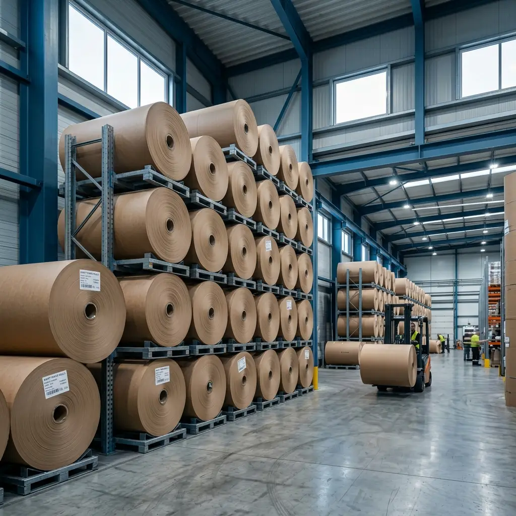 Stacked Kraft Paper Rolls